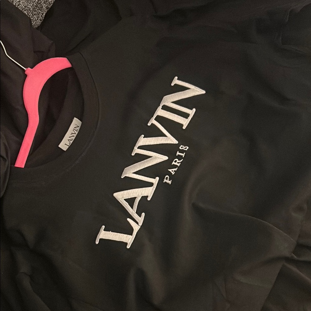 Lanvin Black Tee with White Logo